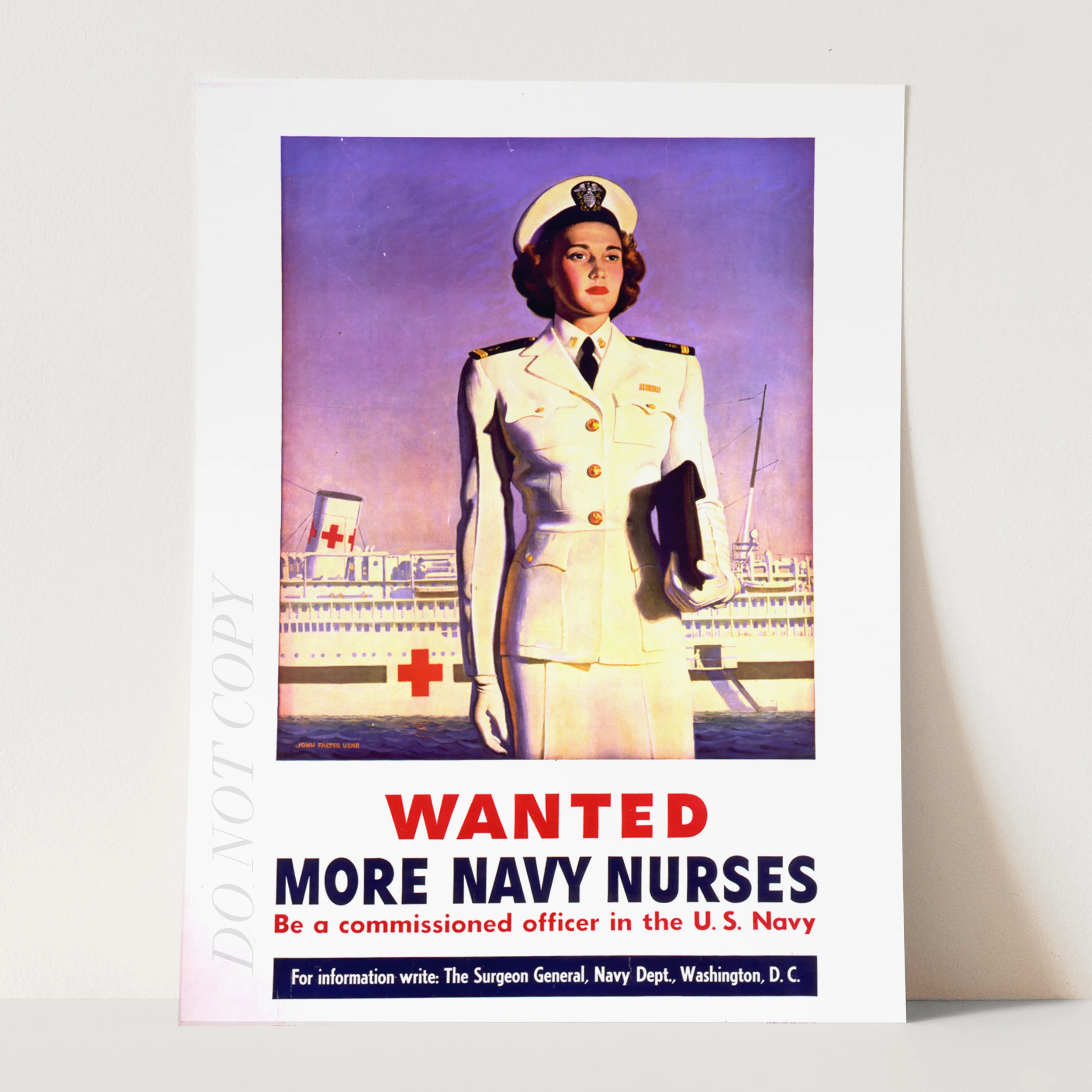 WW2 Vintage Women Recruiting Poster - Wanted More Navy Nurses - Image 3