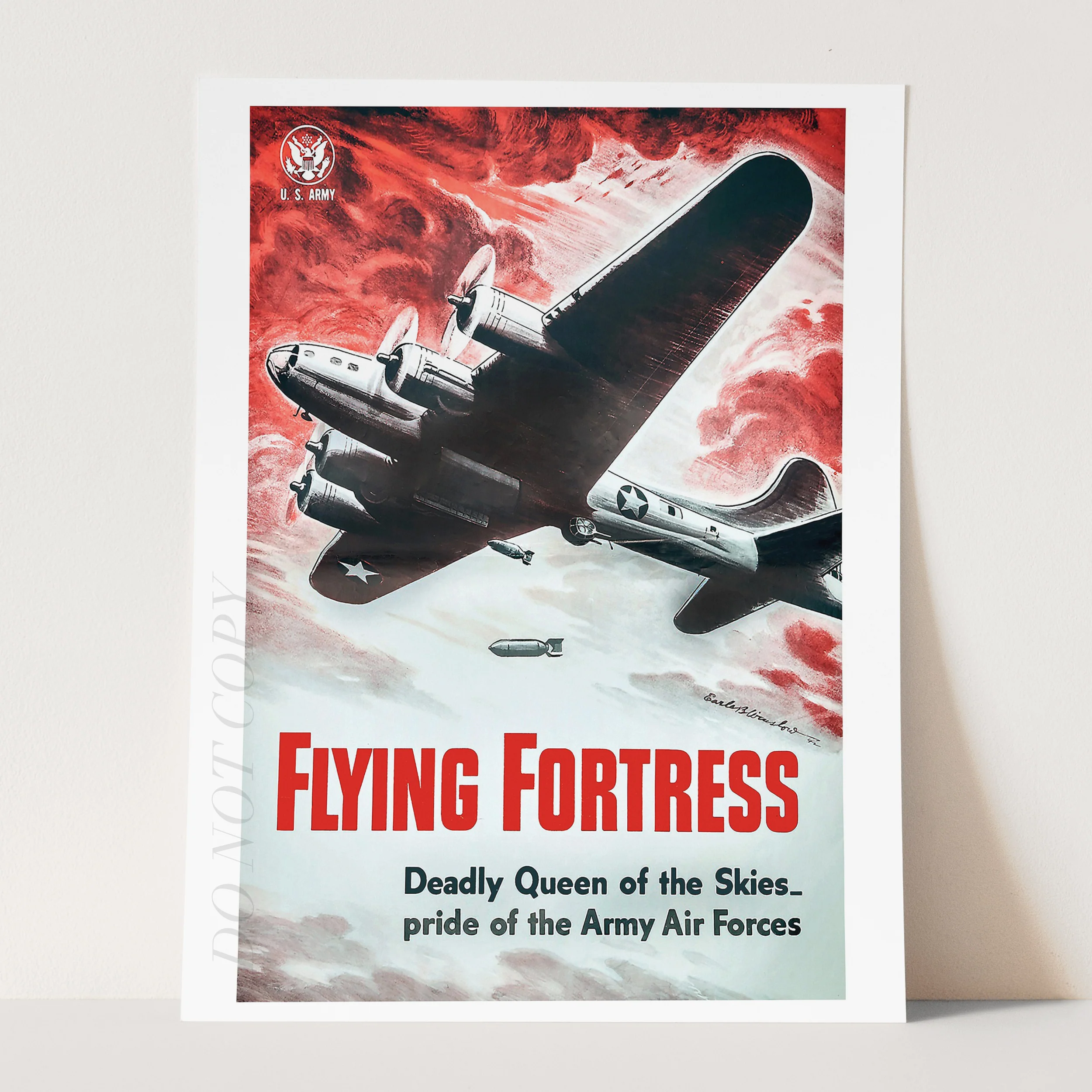 WWII US Army Air Force Propaganda Poster - B17 Flying Fortress - Image 3
