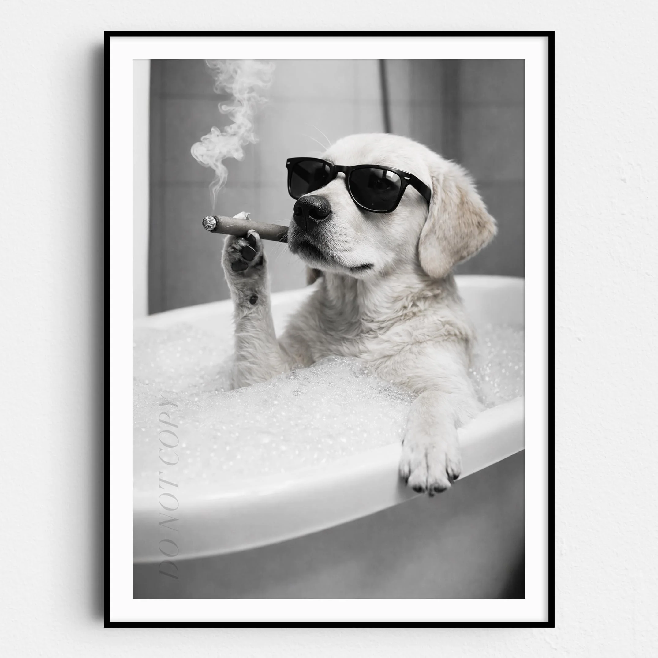 Yellow Labrador Dog Bathtub Cigar