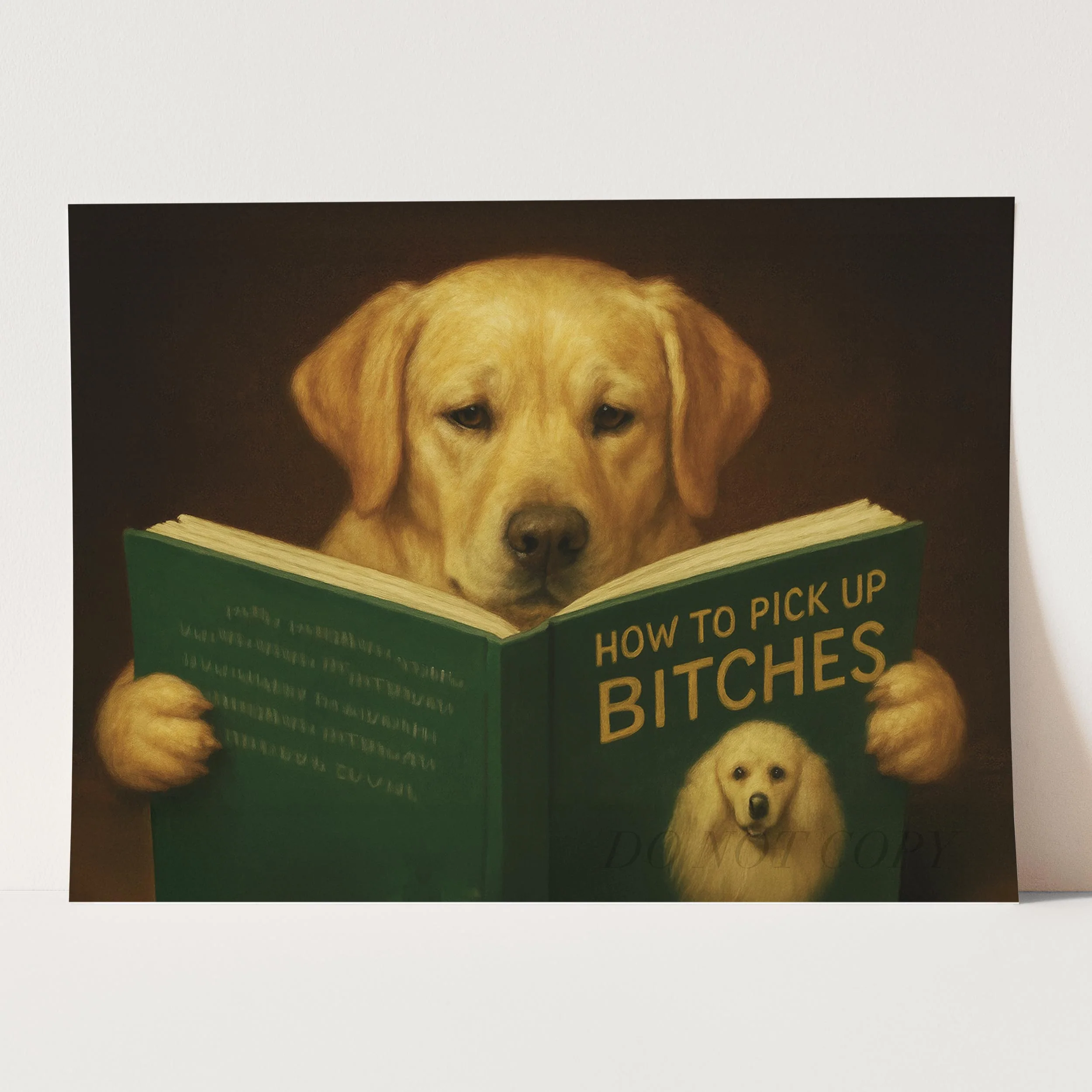 Yellow Labrador Dog Reading Dating Book - Image 3