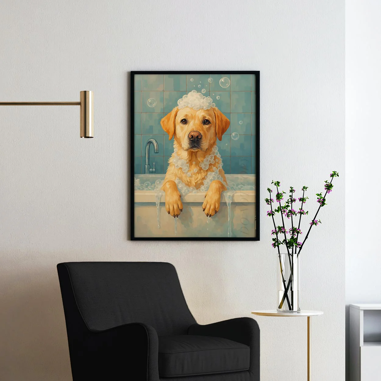 Yellow Labrador Retriever Dog Bathtub Bubble Bath - Image 2