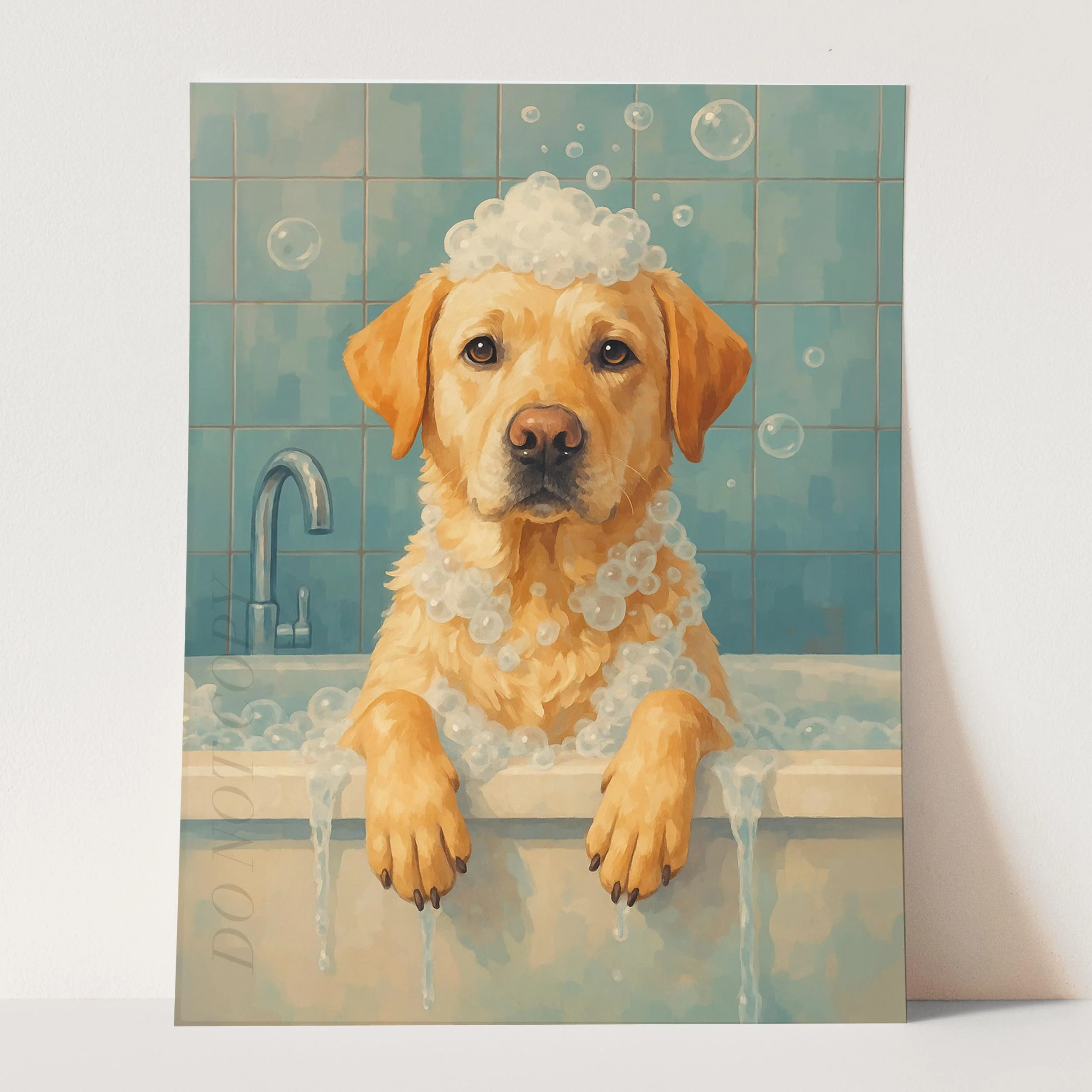 Yellow Labrador Retriever Dog Bathtub Bubble Bath - Image 3