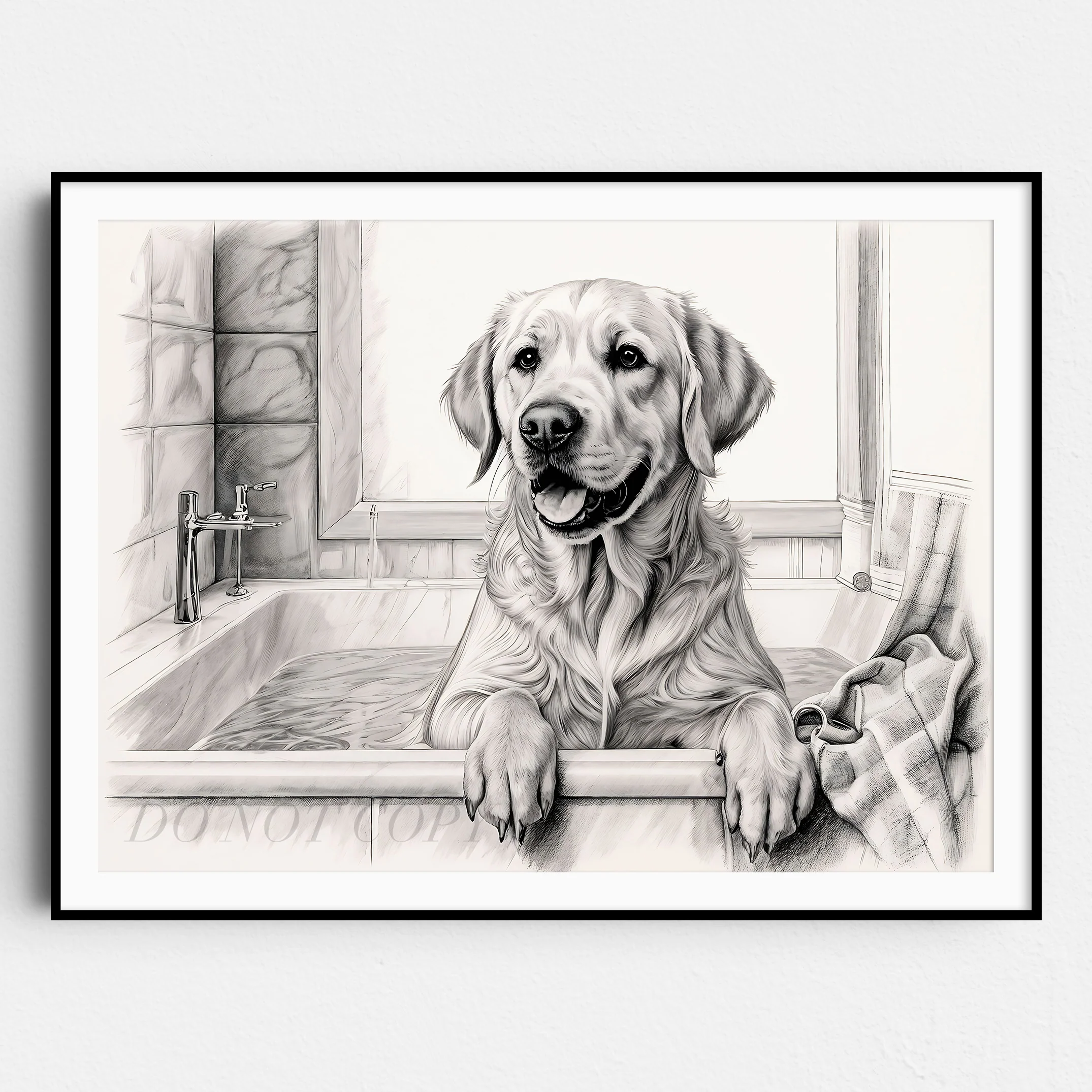 Yellow Labrador Retriever In the Bathtub