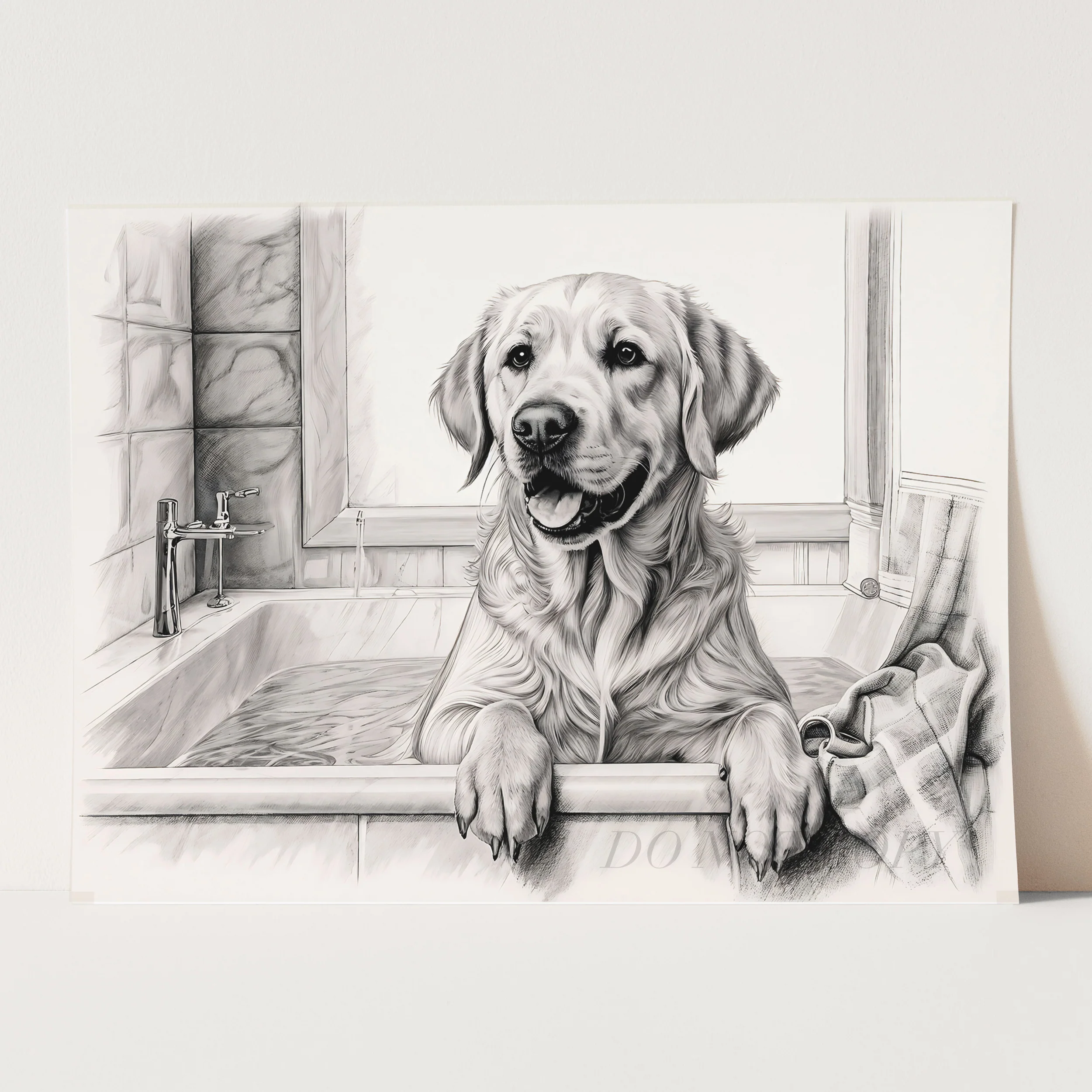 Yellow Labrador Retriever In the Bathtub - Image 3