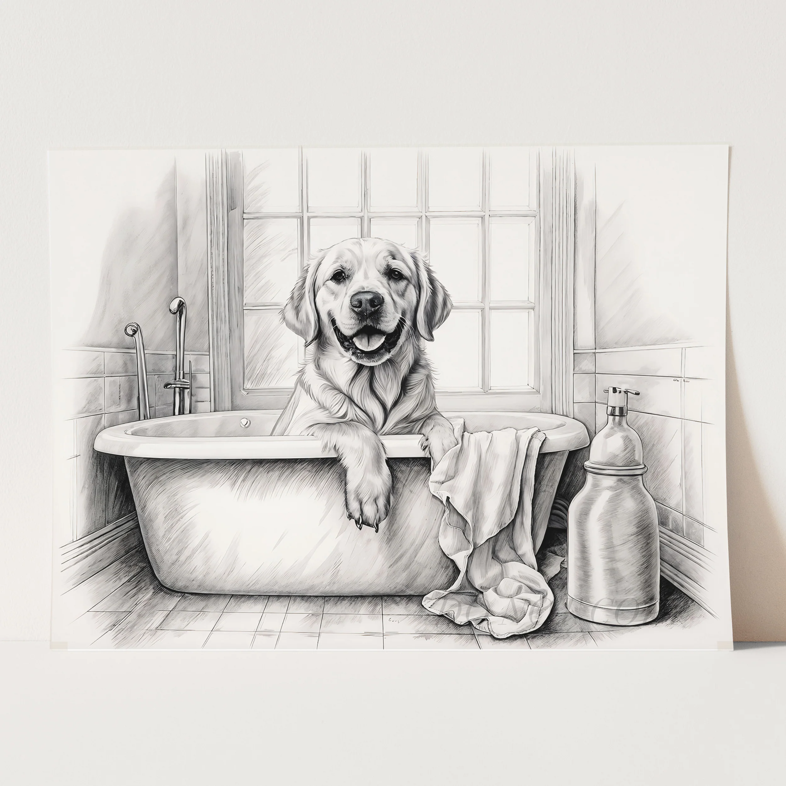 Yellow Labrador Retriever Taking Bath In Bathtub - Image 3