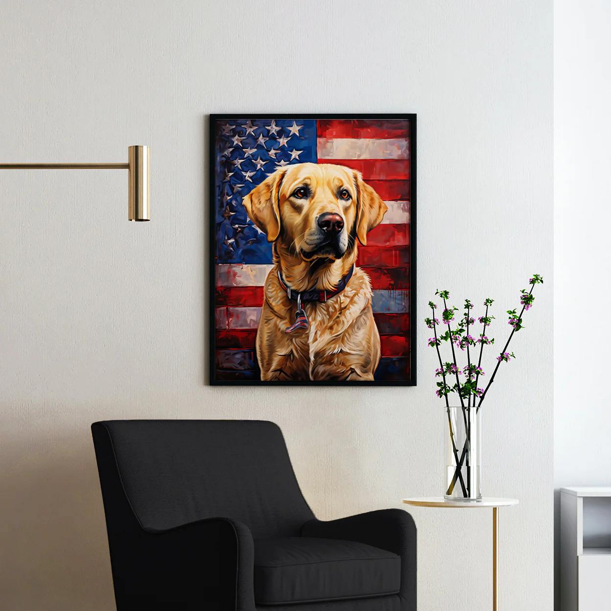Yellow Labrador With American Flag - Image 2
