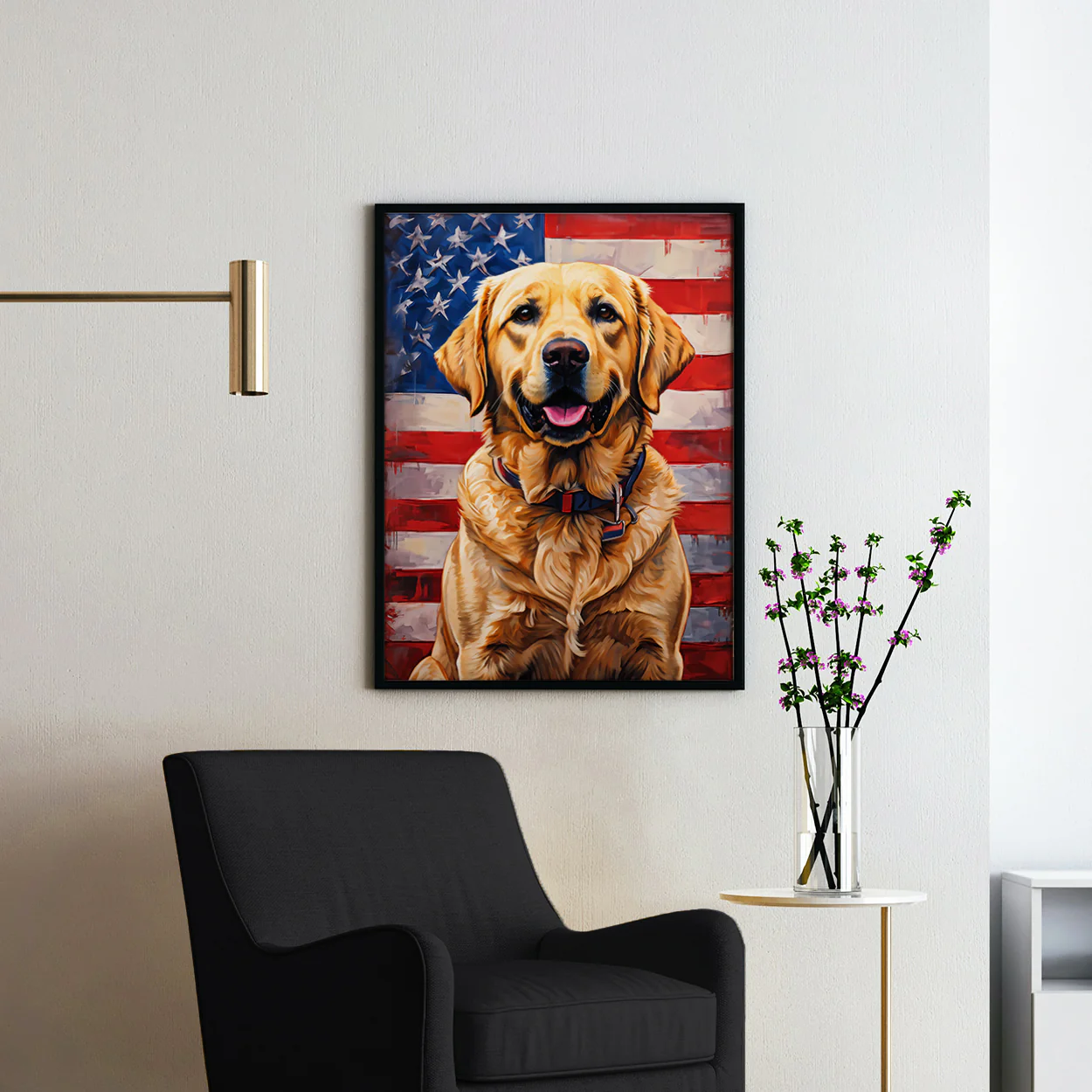 Yellow Labrador With USA Flag - Image 2