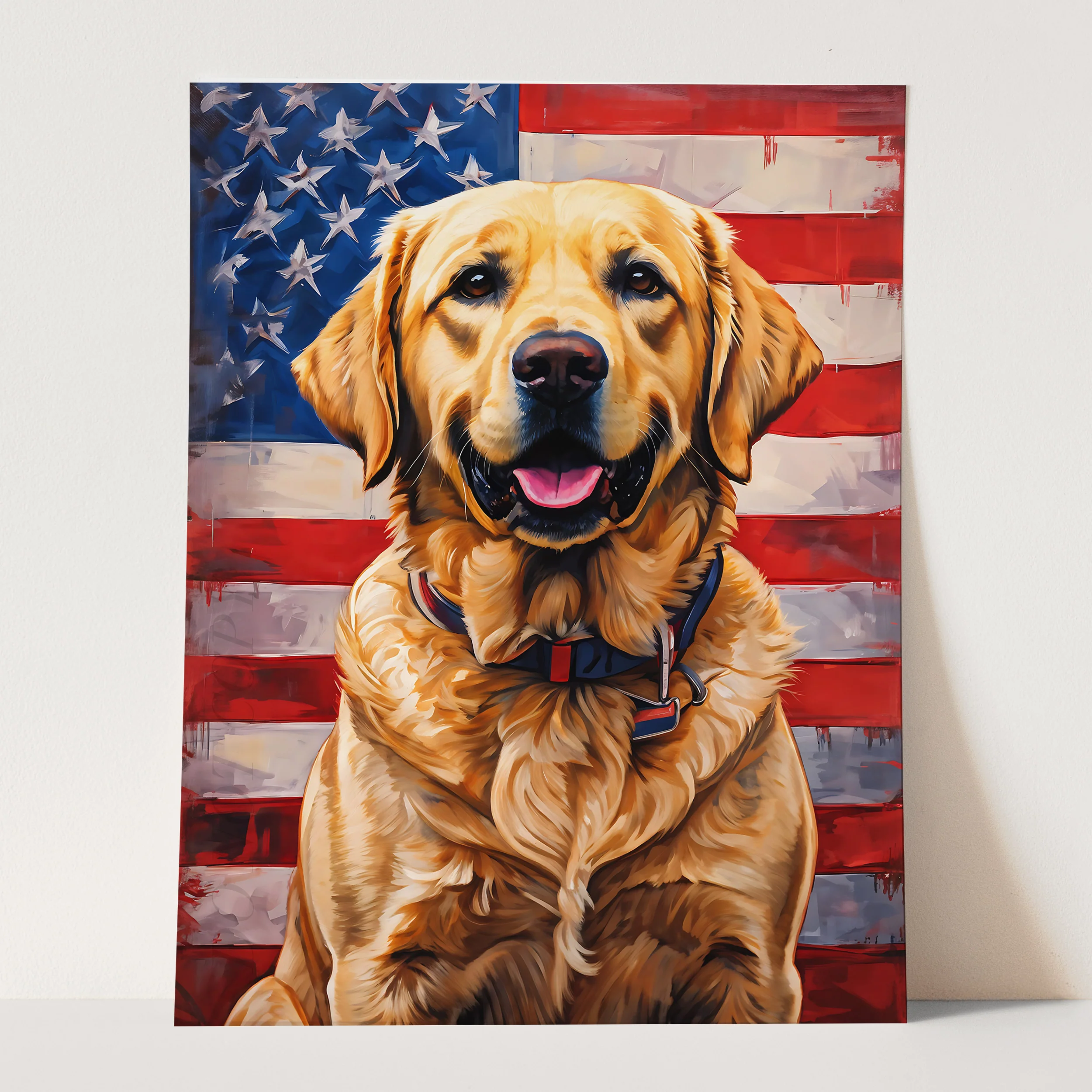 Yellow Labrador With USA Flag - Image 3