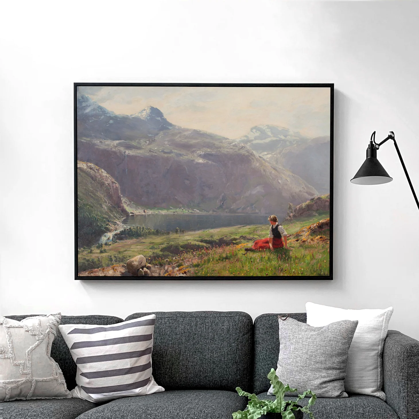 Young Girl in a Fjord Landscape by Hans Dahl - Image 2