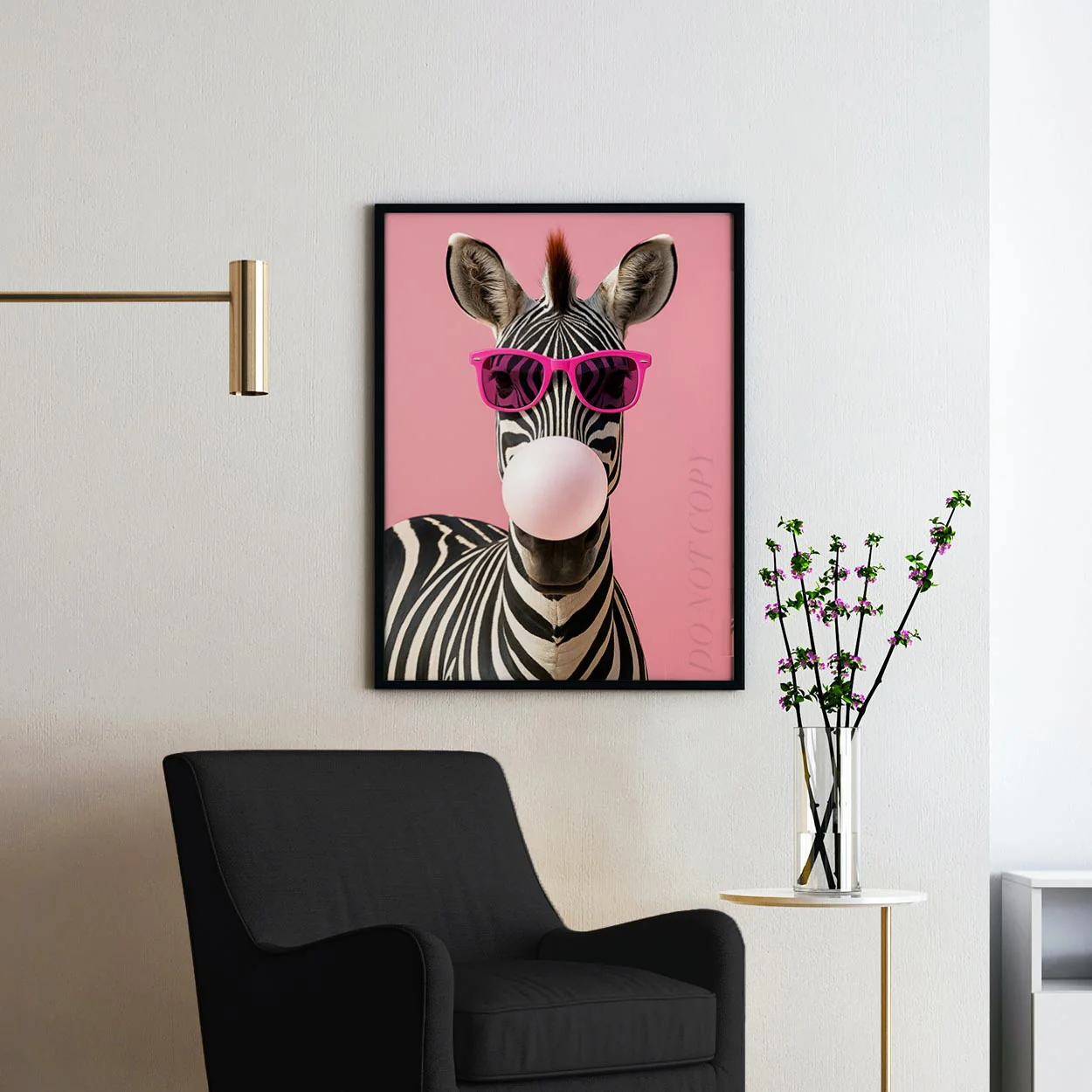 Zebra With Sunglasses Blowing Pink Bubble Gum - Image 2
